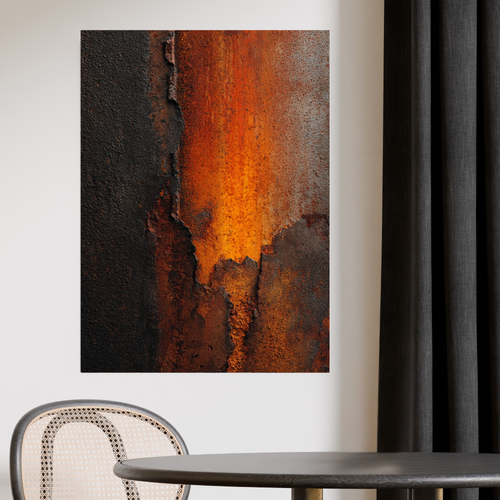 Burnt Rust Industrial Canvas Art – Vertical Oxidized Metal Wall Decor – Modern Loft Texture Artwork